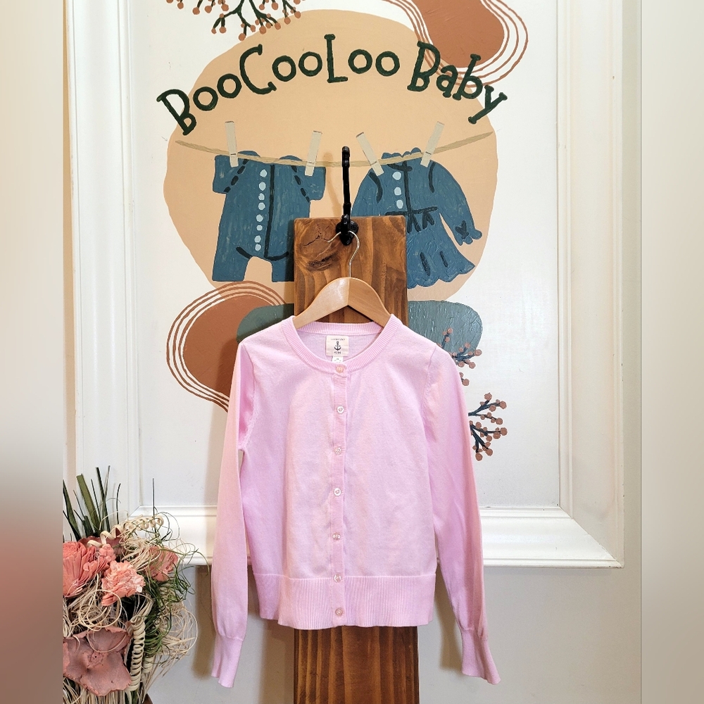 Lands' End Pink Kids Cardigan Sweater